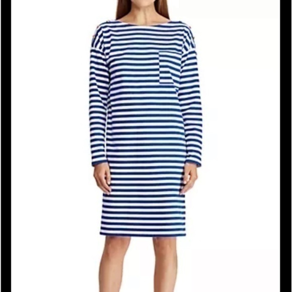 Ralph Lauren for Lauren Nautical Stripe Dress Sz M NWT